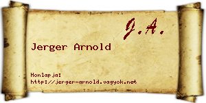 Jerger Arnold névjegykártya